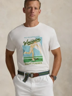 Polo Ralph Lauren t-shirt bawełniany Wimbledon Collection męski kolor biały z nadrukiem 710970512