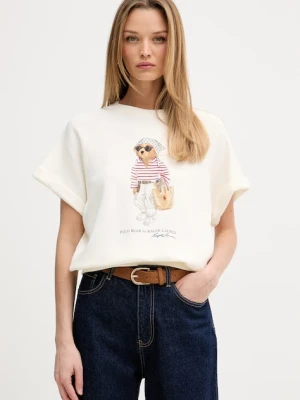 Zdjęcie produktu Polo Ralph Lauren T-shirt damski bawełniany ISLAND FLEECE-KNT-SWEATSHIRT beżowy