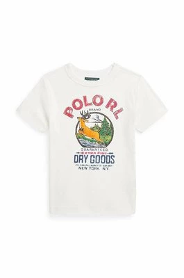 Polo Ralph Lauren t-shirt dziecięcy kolor beżowy z nadrukiem