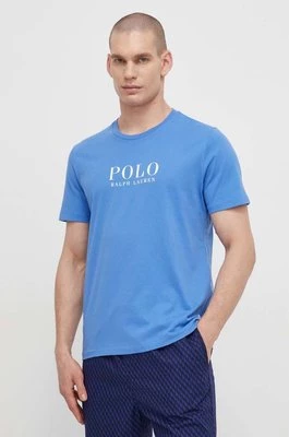Polo Ralph Lauren t-shirt piżamowy bawełniany kolor niebieski z nadrukiem