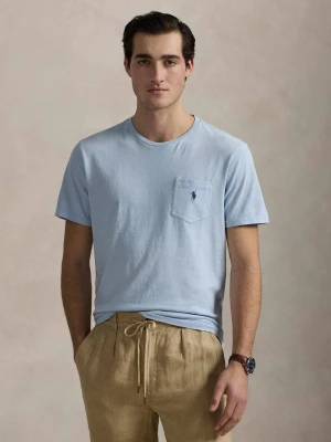 POLO RALPH LAUREN T-shirt | Regular Fit | z dodatkiem lnu błękitny