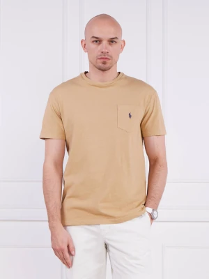 POLO RALPH LAUREN T-shirt | Regular Fit | z dodatkiem lnu piaskowy
