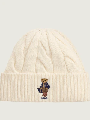 POLO RALPH LAUREN Wełniana czapka Echo kremowy