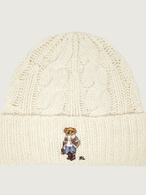 POLO RALPH LAUREN Wełniana czapka kremowy