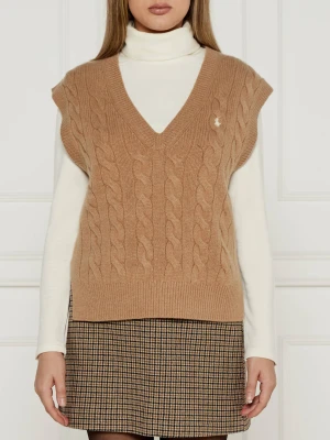 POLO RALPH LAUREN Wełniana kamizelka | Loose fit | z dodatkiem kaszmiru beżowy