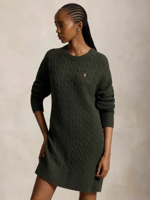 POLO RALPH LAUREN Wełniana sukienka | z dodatkiem kaszmiru oliwkowy