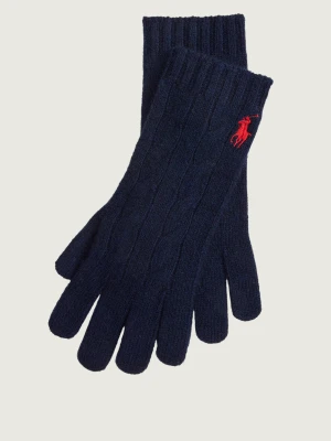 POLO RALPH LAUREN Wełniane rękawiczki | z dodatkiem kaszmiru granatowy
