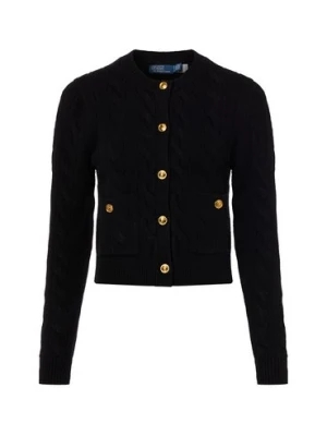 Polo Ralph Lauren Wełniany kardigan damski z zawartością kaszmiru Kobiety Wełna czarny jednolity,