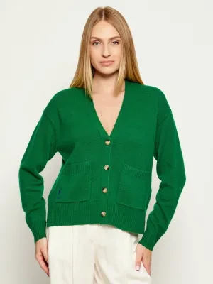 POLO RALPH LAUREN Wełniany kardigan | Loose fit | z dodatkiem kaszmiru