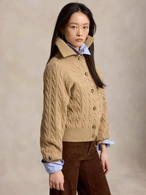 POLO RALPH LAUREN Wełniany kardigan | Relaxed fit | z dodatkiem kaszmiru camel