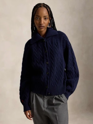 POLO RALPH LAUREN Wełniany kardigan | Relaxed fit | z dodatkiem kaszmiru granatowy