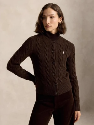 POLO RALPH LAUREN Wełniany kardigan | Slim Fit | z dodatkiem kaszmiru brązowy