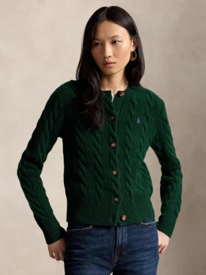 POLO RALPH LAUREN Wełniany kardigan | Slim Fit | z dodatkiem kaszmiru butelkowa zieleń