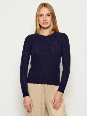 POLO RALPH LAUREN Wełniany sweter JULIANNA | Regular Fit | z dodatkiem kaszmiru granatowy