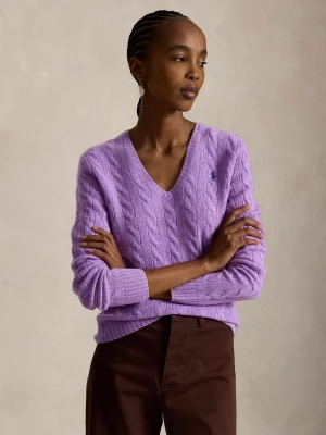 POLO RALPH LAUREN Wełniany sweter Kimberly | Slim Fit | z dodatkiem kaszmiru fioletowy