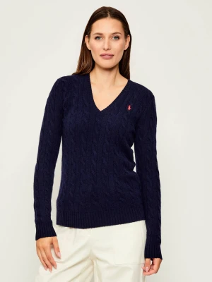 POLO RALPH LAUREN Wełniany sweter KIMBERLY | Slim Fit | z dodatkiem kaszmiru granatowy