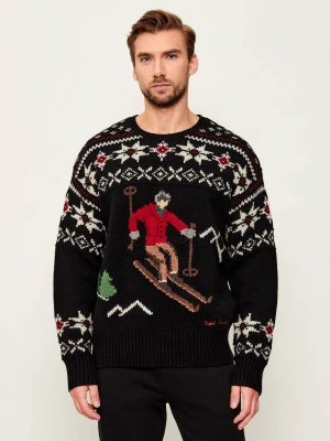 POLO RALPH LAUREN Wełniany sweter | Loose fit czarny