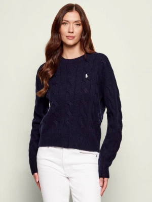 POLO RALPH LAUREN Wełniany sweter | Loose fit | z dodatkiem kaszmiru granatowy
