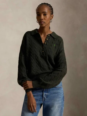POLO RALPH LAUREN Wełniany sweter | Oversize fit | z dodatkiem kaszmiru oliwkowy