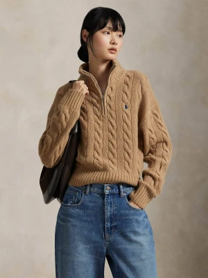 POLO RALPH LAUREN Wełniany sweter | Relaxed fit | z dodatkiem kaszmiru beżowy