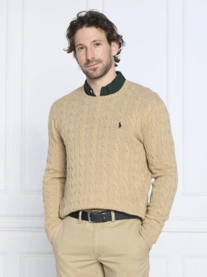 POLO RALPH LAUREN Wełniany sweter | Slim Fit | z dodatkiem kaszmiru brązowy