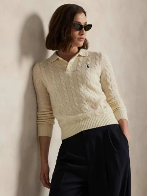 POLO RALPH LAUREN Wełniany sweter | Slim Fit | z dodatkiem kaszmiru kremowy