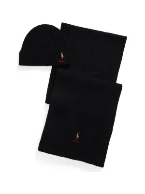 POLO RALPH LAUREN Wełniany szal + czapka