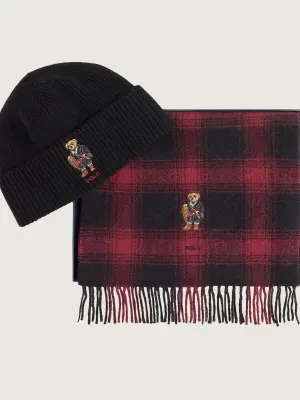 POLO RALPH LAUREN Wełniany szal + czapka
