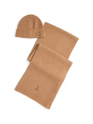 POLO RALPH LAUREN Wełniany szal + czapka