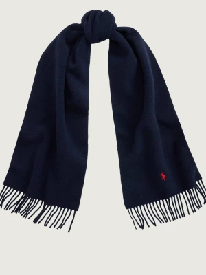 POLO RALPH LAUREN Wełniany szal granatowy