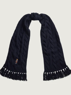 POLO RALPH LAUREN Wełniany szal granatowy