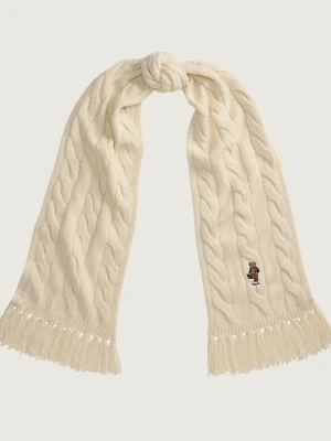 POLO RALPH LAUREN Wełniany szal kremowy