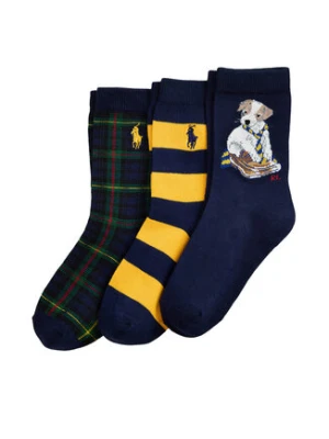 Polo Ralph Lauren Zestaw 3 par wysokich skarpet dziecięcych 443P03154001 Granatowy