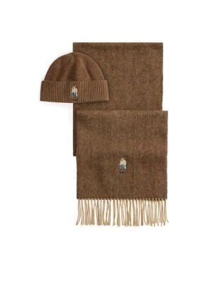 Polo Ralph Lauren Zestaw szalik i czapka 449P20309001 Brązowy