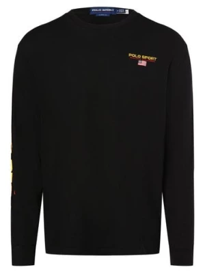 Polo Sport Męska koszula z długim rękawem Mężczyźni Bawełna czarny jednolity,