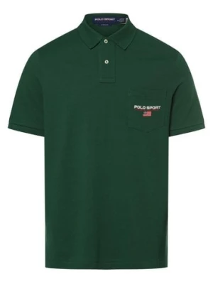 Polo Sport Męska koszulka polo - klasyczny krój Mężczyźni Bawełna zielony jednolity,
