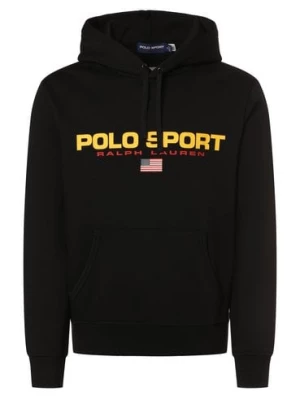 Polo Sport Męski sweter z kapturem Mężczyźni czarny nadruk,