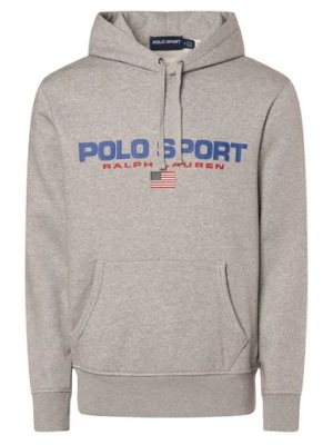 Polo Sport Męski sweter z kapturem Mężczyźni szary nadruk,