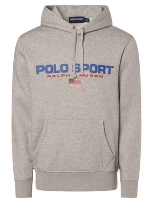 Polo Sport Męski sweter z kapturem Mężczyźni szary nadruk,