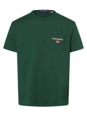 Polo Sport T-shirt - klasyczny krój Mężczyźni Bawełna zielony jednolity,