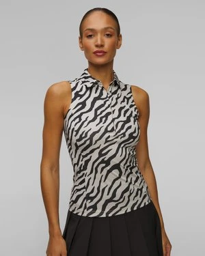 Polo techniczne bez rękawów damskie J.Lindeberg Dena Print Sleeveless Top biało-czarne J Lindeberg