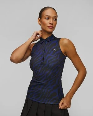 Polo techniczne bez rękawów damskie J.Lindeberg Dena Print Sleeveless Top granatowo-czarne J Lindeberg