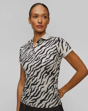 Polo techniczne damskie J.Lindeberg Tour Tech Print Polo biało-czarne J Lindeberg
