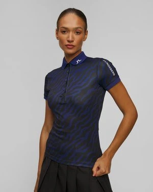 Polo techniczne damskie J.Lindeberg Tour Tech Print Polo granatowo-czarne J Lindeberg