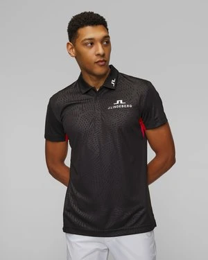 Polo techniczne męskie J.Lindeberg Dario Tour Golf Polo czarne J Lindeberg