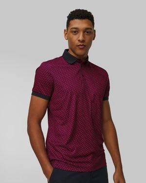 Polo Techniczne Męskie J.lindeberg Tour Tech Print Polo Czerwono-czarne J Lindeberg