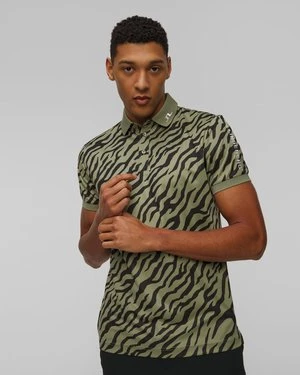 Polo techniczne męskie J.Lindeberg Tour Tech Print Polo zielono-czarne J Lindeberg