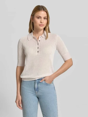 Polo z dzianiny ażurowej Style Icon Collection Jasnoróżowy
