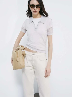 Polo z dzianiny jacquard Patrizia Pepe szary