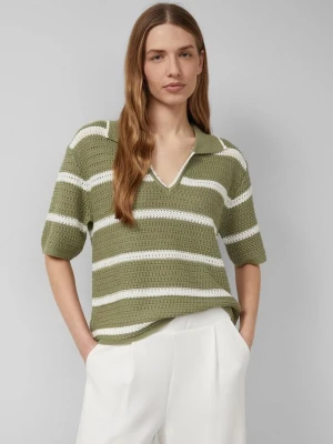 Polo z dzianiny z dekoltem w serek o kroju Relaxed Fit s.Oliver oliwkowy